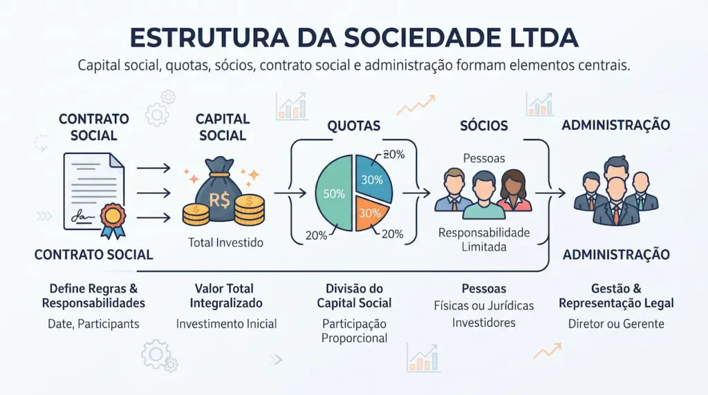 Infográfico sobre estrutura da sociedade LTDA