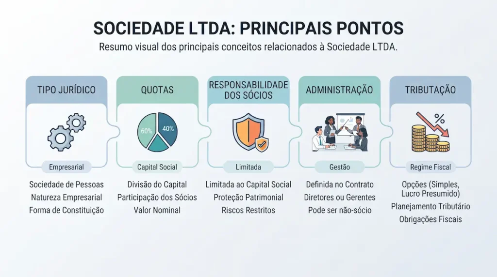 Resumo visual das principais características da sociedade LTDA