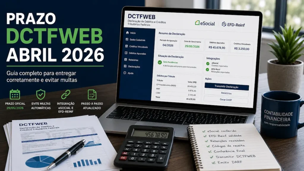 DCTFWeb Abril 2026: Entrega Até 29/05, Passo a Passo e Erros Que Geram Multa