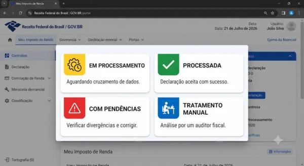 Tela do portal Meu Imposto de Renda utilizada para consultar a situação da declaração do IRPF.